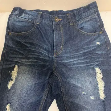 안티카 다크 블루 데미지 데님 팬츠