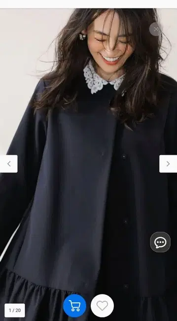 새상품 쿠미쿄쿠 네이비 더블 크로스 스트레치 노카라 코트