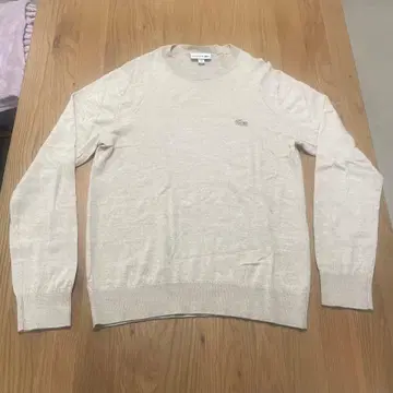 LACOSTE 베이지 크루넥 스웨터 US M