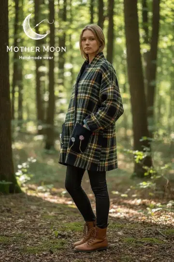 핸드메이드 handmade 두꺼운 원단 울 체크 가운 자켓