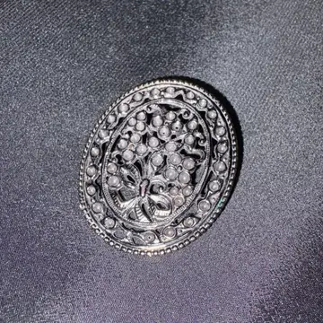 브로치 빈티지 실버 액세서리 꽃무늬 리본