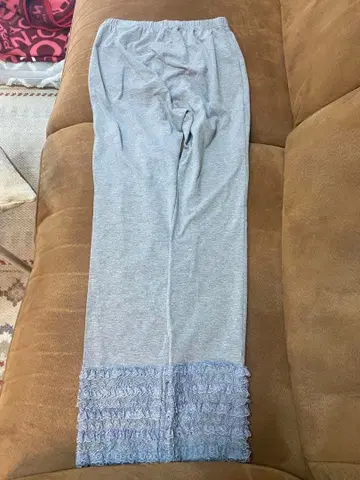 [ 미사용 ] 핑크하우스 그레이 밑단 럭셔리 튤 프릴 사용 레깅스