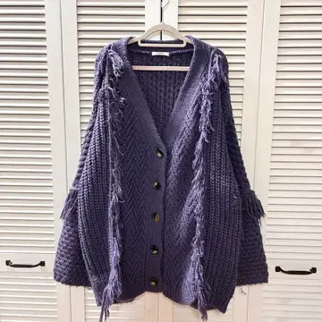 새상품급 [ MURUA ] 슬리브 프린지 가디건 니트 가디건 퍼플 F