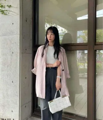 스타일링 백 새틴 자켓 핑크 새상품급