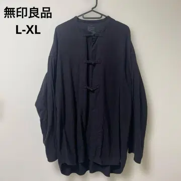 무인양품 차이나 셔츠 블랙 L-XL