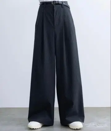 SINSS 투턱 와이드 스트레이트 스트라이프 슬랙스