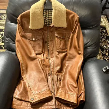 dunhill 가죽 자켓 보아 옷깃 체크 무늬