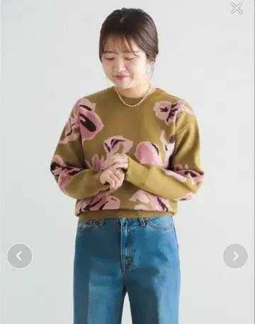 [ 미사용 새상품 ] nombre impair 플라워JQ 크루넥P/O