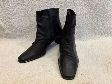 가죽 부츠 블랙 중간 힐 일본제 미사용