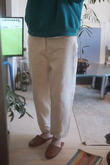 KIJI 화이트 코튼 와이드 팬츠