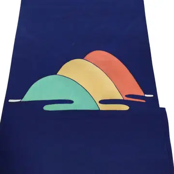 네이비 바탕 컬러풀 산 패턴 나고야 오비 북 패턴