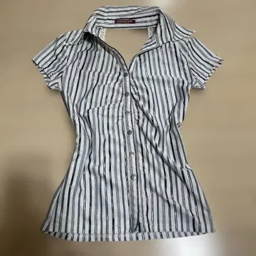 POURPRE 스트라이프 반팔 셔츠 y2k