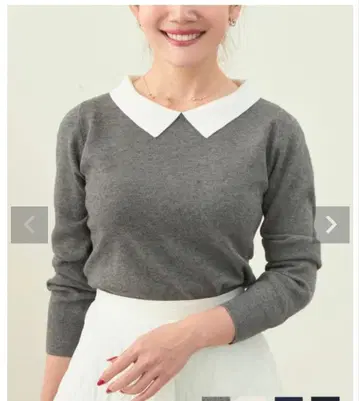 컨디션 최상 리아라바이피지 그레이 긴팔 니트 카라 부착