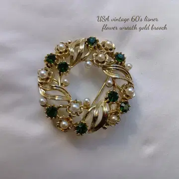 USA vintage 60's lisner 플라워 리스 브로치