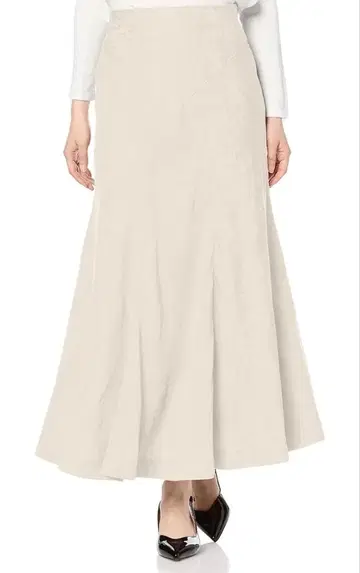 미라 오웬 절개 디자인 내로우 스커트 베이지 플레어 롱 스커트