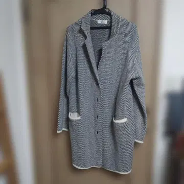 헤링본 무늬 롱 가디건