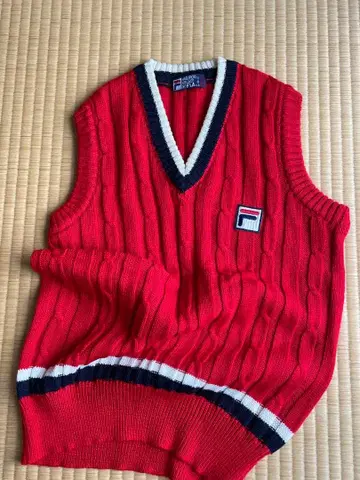 FILA 빈티지 니트 베스트 레드