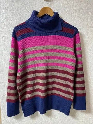 Eddie Bauer 멀티 보더 니트 터틀넥 중고 새상품급