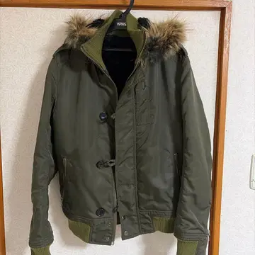 후드 부착 밀리터리 자켓 올리브 그린