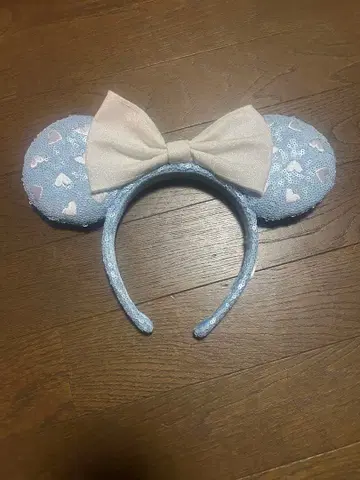 미니 스팽글 머리띠 하트 장식 스카이블루