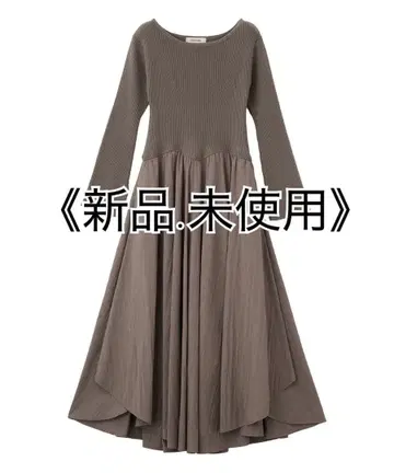 COCODEAL 페탈헴 스커트 도킹 니트 원피스