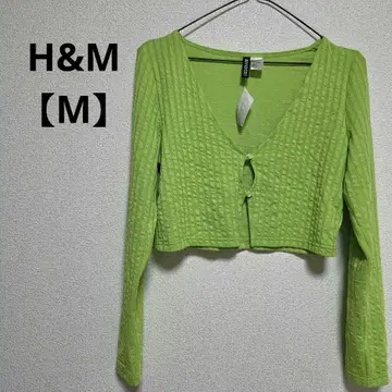 새상품급 H&M [ M ] 라임 그린 크롭 가디건