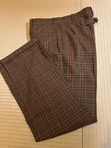 빈티지 his 슬랙스 체크 무늬 브라운 계열 조절 구제 의류