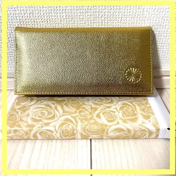 [ 정품 ] 새상품 황궁 천연 가죽 국화 문양 골드 장지갑 동어원
