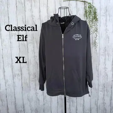 클래식 엘프 / 후드티 XL 넉넉한 풀 지퍼 후드 부착 그레이