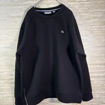 LACOSTE 악어 로고 자수 로고 맨투맨 블랙 컬러