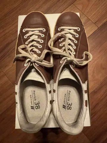 PATRICK 브라운 가죽 스니커즈 38