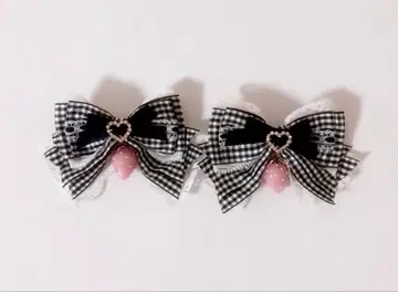 LIZLISA 리즈리사 스트로베리 체크 4개 세트 클립 블랙