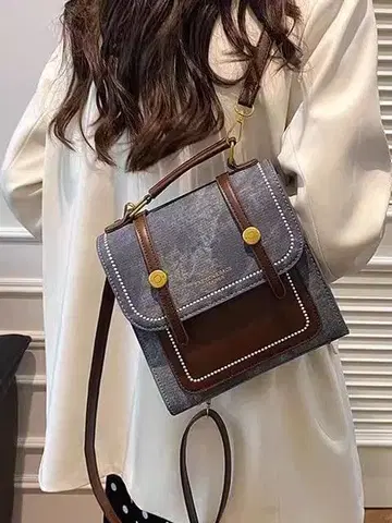 데님풍 숄더백 그레이