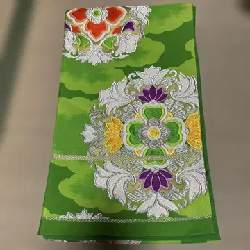 꽃무늬 자수 장식 후쿠로 오비 그린 컬러 성인식