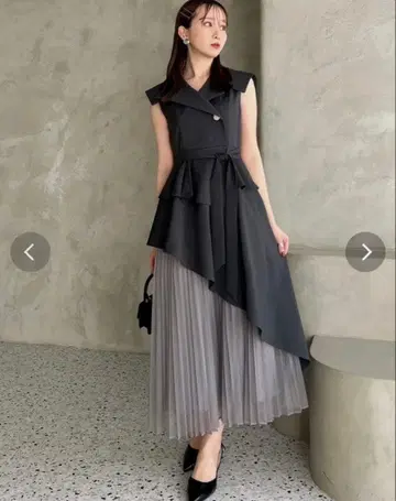 dazzlin 아지메 플리츠 트렌치 원피스 S