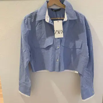 ZARA 크롭 셔츠 S 사이즈 블루