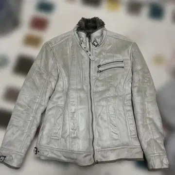 그레이 가죽 자켓 지퍼 포함 00s y2k