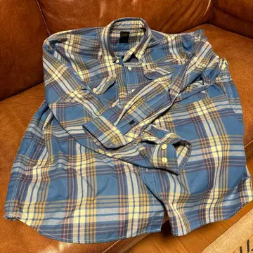 다이와피어39 플란넬 셔츠 파랑 옐로우 컬러 브라운 체크