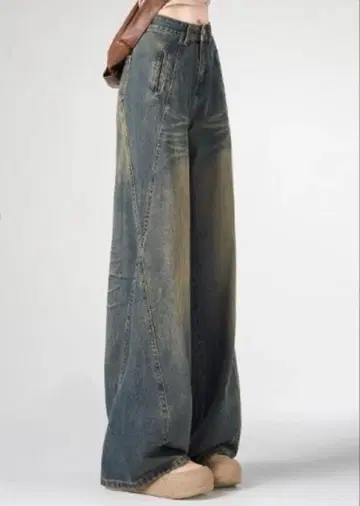 [ 미사용 새상품 ] 와이드 레그 데님 팬츠 4620엔