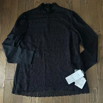 블랙 긴팔 티셔츠 화려한 스팽글 레이스 새상품급