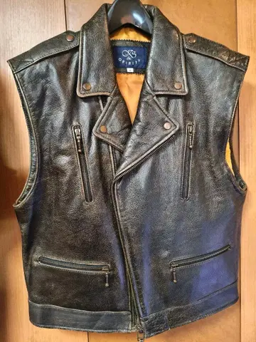 빈티지 소가죽 가죽 베스트 블랙 페이드 라이더스