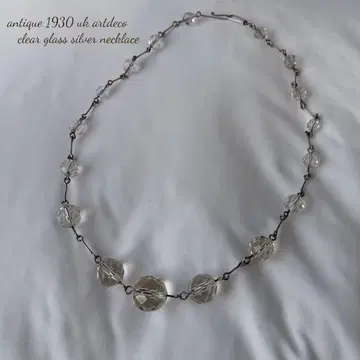 영국 앤티크 1930 영국 아르데코 클리어 유리 목걸이