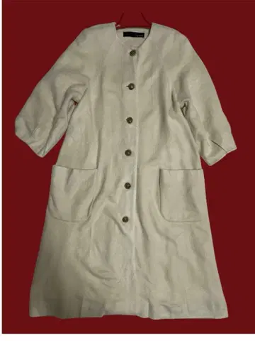 [ 새상품급 ] 크림색 벌룬 슬리브 롱 코트