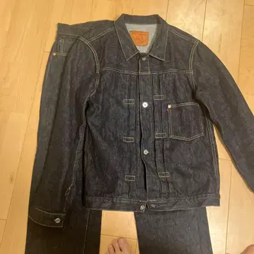 tcb 청바지 40s 대전 셋업 위 w40 아래 w34 상하의 빨간색 탭