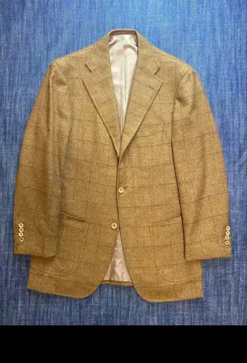 BEAMS F 미디엄 브라운 울 체크 자켓 46 일본제