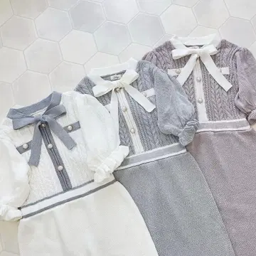 evelyn 리본 머메이드 니트 원피스