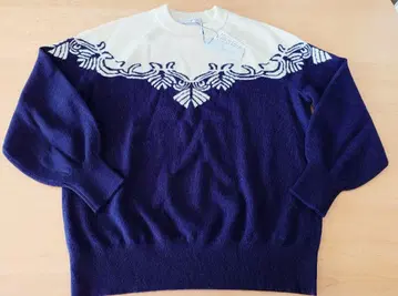 SEASON 캐시미어 100% 스웨터 40 화이트 x 네이비