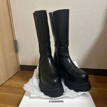 STUDIOUS 스테이디오스 사이드 고어 부츠 통굽 롱 부츠 사이즈 2