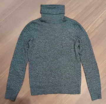 드로어 캐시미어 실크 리브 니트 터틀넥 1 그레이