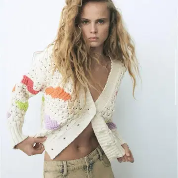 ZARA 자라 컬러 블록 니트 자켓 가디건